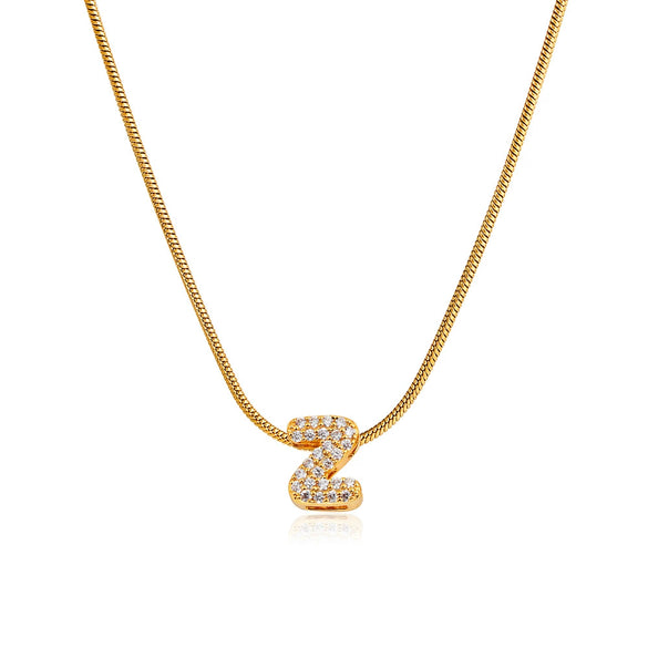 Wholesale Jewelry Copper Inlaid Zircon Letter Pendant Necklace Light Luxury Style