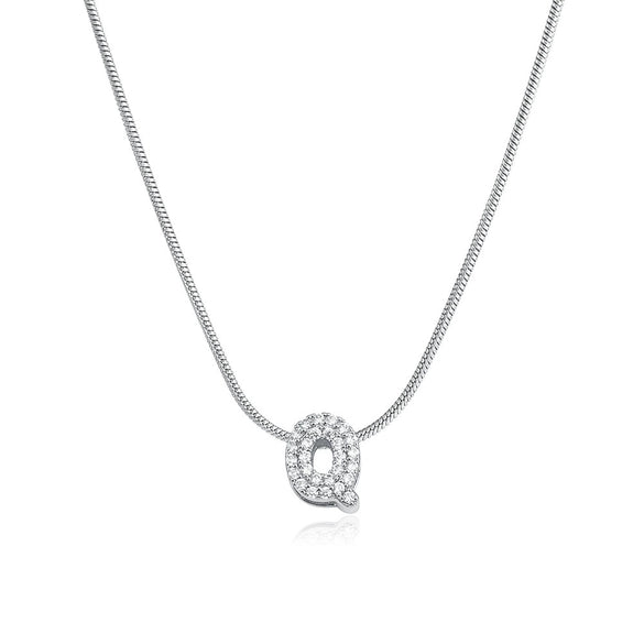 Wholesale Jewelry Copper Inlaid Zircon Letter Pendant Necklace Light Luxury Style