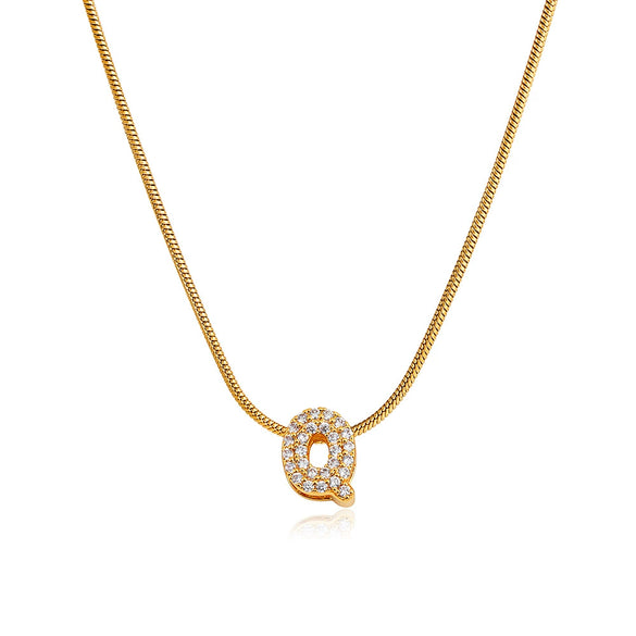 Wholesale Jewelry Copper Inlaid Zircon Letter Pendant Necklace Light Luxury Style