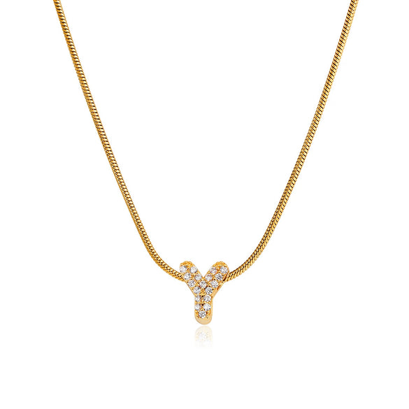 Wholesale Jewelry Copper Inlaid Zircon Letter Pendant Necklace Light Luxury Style