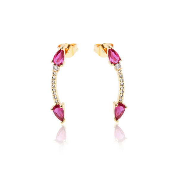 Wholesale Jewelry Copper 18K Gold Electroplated Geometric Double Arrow Symmetrical Stud Earrings For Women