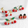 Wholesale Jewelry Copper 18K Gold Plated Fruit Cherry Inlaid Zircon Earrings