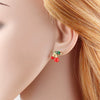 Wholesale Jewelry Copper 18K Gold Plated Fruit Cherry Inlaid Zircon Earrings