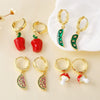 Wholesale Jewelry Copper 18K Gold Plated Fruit Vegetable Watermelon Geometric Earrings For Women
