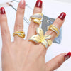 Wholesale Jewelry Copper 18K Gold Plated Geometric Butterfly Ring For Women