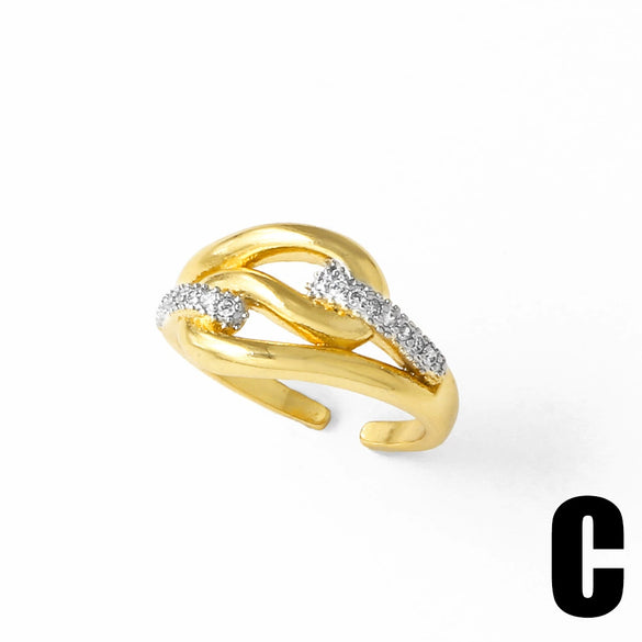 Wholesale Jewelry Copper 18K Gold Plated Geometric Butterfly Ring For Women
