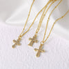 Wholesale Jewelry Copper 18K Gold Plated Geometric Cross Pendant Necklace For Women