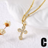 Wholesale Jewelry Copper 18K Gold Plated Geometric Cross Pendant Necklace For Women