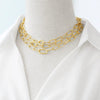 Wholesale Jewelry Copper 18K Gold Plated Geometric Pattern Lobster Clasp Chain Necklace For Men