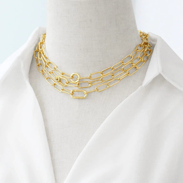 Wholesale Jewelry Copper 18K Gold Plated Geometric Pattern Lobster Clasp Chain Necklace For Men