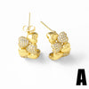 Wholesale Jewelry Copper 18K Gold Plated Heart Asymmetrical Zircon Earrings