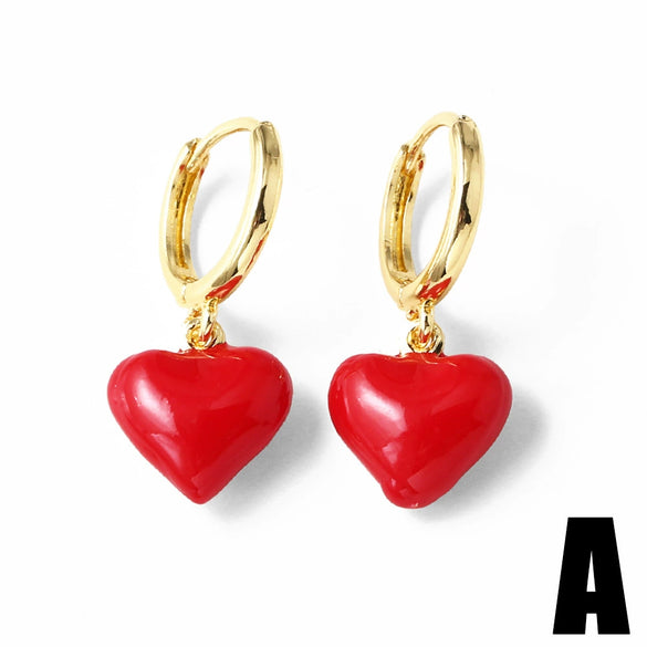 Wholesale Jewelry Copper 18K Gold Plated Heartshaped Earrings For Women
