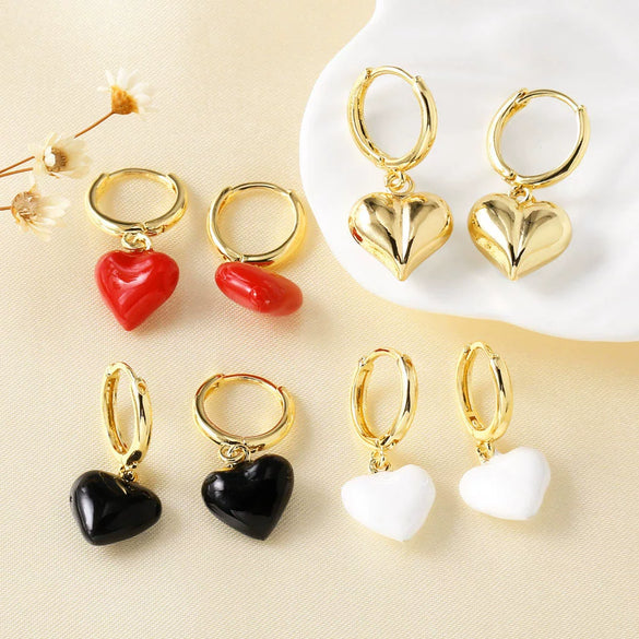 Wholesale Jewelry Copper 18K Gold Plated Heartshaped Earrings For Women