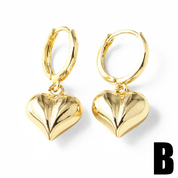 Wholesale Jewelry Copper 18K Gold Plated Heartshaped Earrings For Women