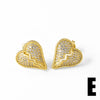 Wholesale Jewelry Copper 18K Gold Plated Heartshaped Full Zircon Earrings