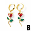 Wholesale Jewelry Copper 18K Gold Plated Insect Rose Cherry Geometric Fruit Earrings For Women