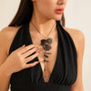 Wholesale Jewelry Copper Leaf Tassel Snake Bone Chain Choker Retro Style