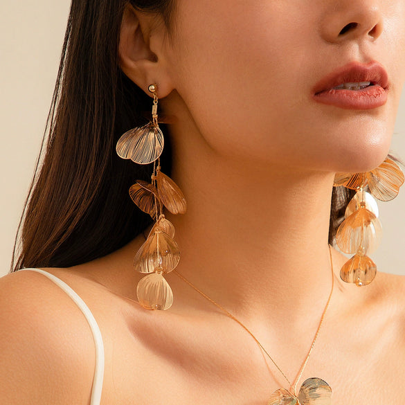 Wholesale Jewelry Copper Leaf Tassel Snake Bone Chain Choker Retro Style