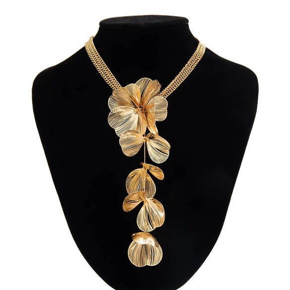 Wholesale Jewelry Copper Leaf Tassel Snake Bone Chain Choker Retro Style