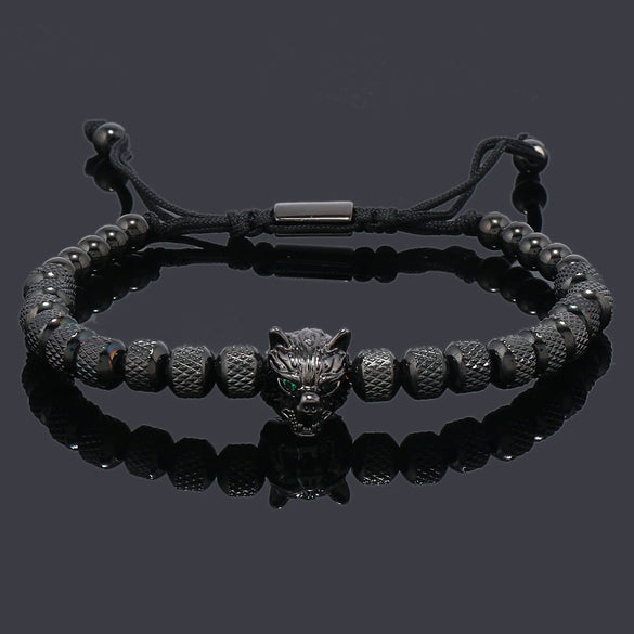 Wholesale Jewelry Copper Leopard Head Pineapple Beads Electroplated Unisex Bracelet