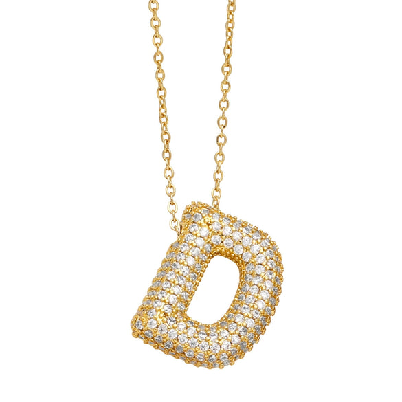 Wholesale Jewelry Copper Letter Necklace With Inlaid Zircon And Electroplating Design For Women On Ochain