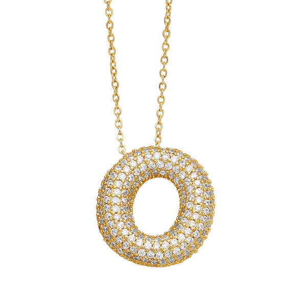 Wholesale Jewelry Copper Letter Necklace With Inlaid Zircon And Electroplating Design For Women On Ochain