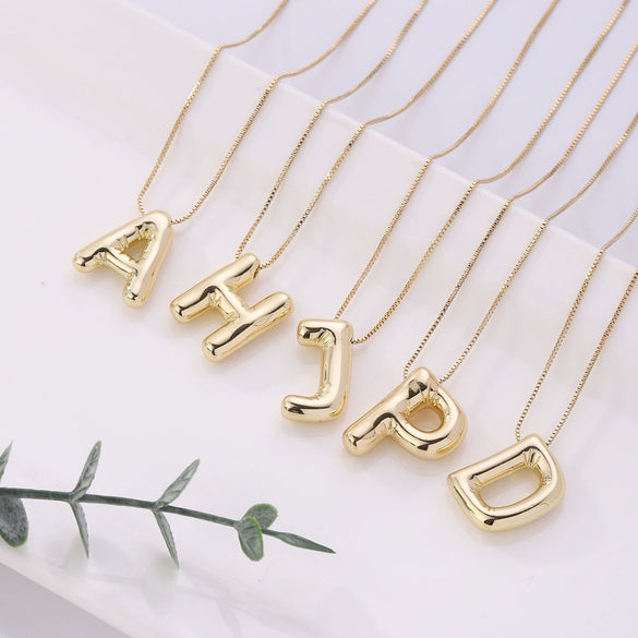 Wholesale Jewelry Copper Letter Pendant Necklace Electroplated Fashion Simple