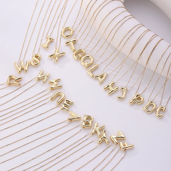 Wholesale Jewelry Copper Letter Pendant Necklace Electroplated Fashion Simple