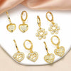Wholesale Jewelry Copper Love Heart Pendant Earrings Gold Plated Sunflower Smiley Face With Zircon Electroplating For Women