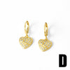 Wholesale Jewelry Copper Love Heart Pendant Earrings Gold Plated Sunflower Smiley Face With Zircon Electroplating For Women