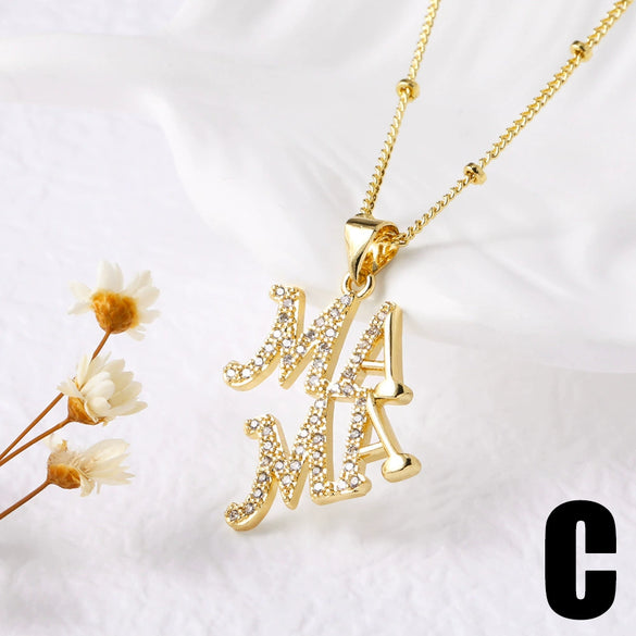 Wholesale Jewelry Copper Love Heart Pendant Necklace With O Word Chain Electroplating For Women
