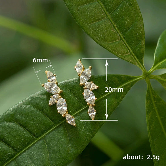 Wholesale Jewelry Copper Microinlaid Zircon Olive Branch Leaf Women's Earrings
