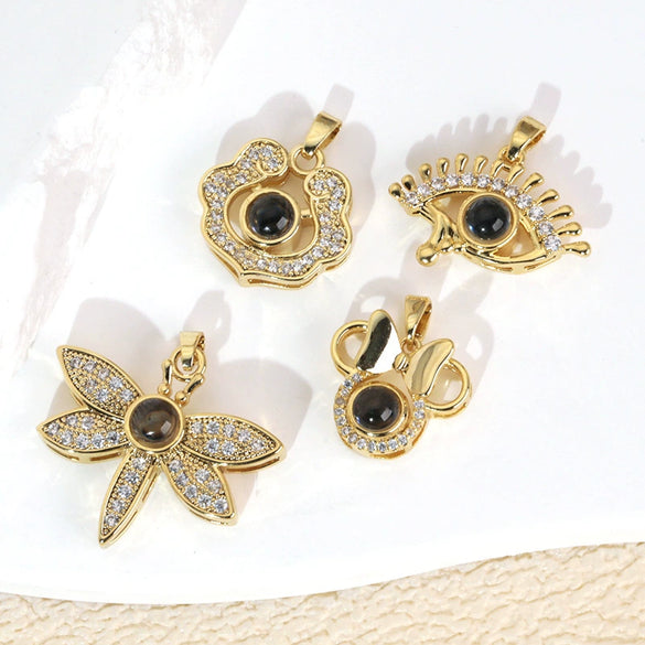 Wholesale Jewelry Copper Microinlaid Zircon Projection Pendant Necklace Light Luxury Highend With Electroplating Letters Numbers Text Pattern
