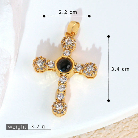 Wholesale Jewelry Copper Microinlaid Zircon Projection Pendant Necklace Light Luxury Highend With Electroplating Letters Numbers Text Pattern