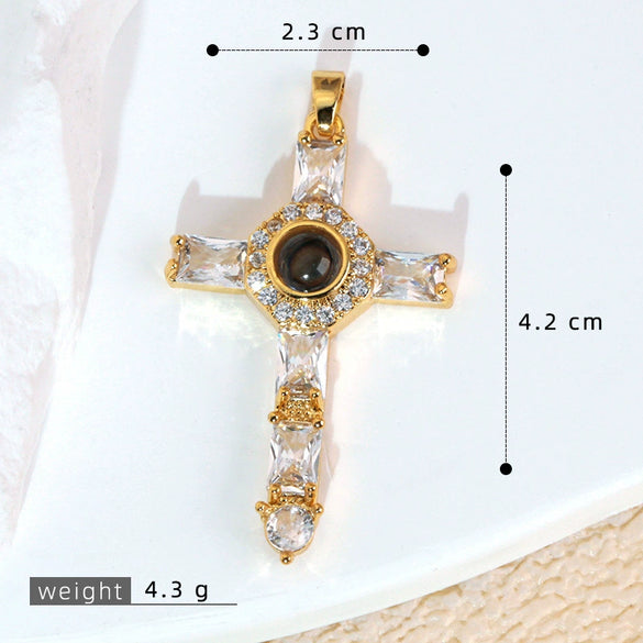 Wholesale Jewelry Copper Microinlaid Zircon Projection Pendant Necklace Light Luxury Highend With Electroplating Letters Numbers Text Pattern