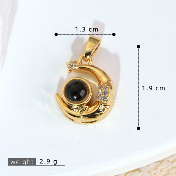 Wholesale Jewelry Copper Microinlaid Zircon Projection Pendant Necklace Light Luxury Highend With Electroplating Letters Numbers Text Pattern