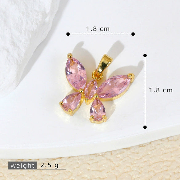 Wholesale Jewelry Copper Micropaved Animal Zodiac Butterfly Pendant Necklace And Earrings