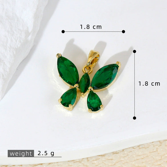 Wholesale Jewelry Copper Micropaved Animal Zodiac Butterfly Pendant Necklace And Earrings