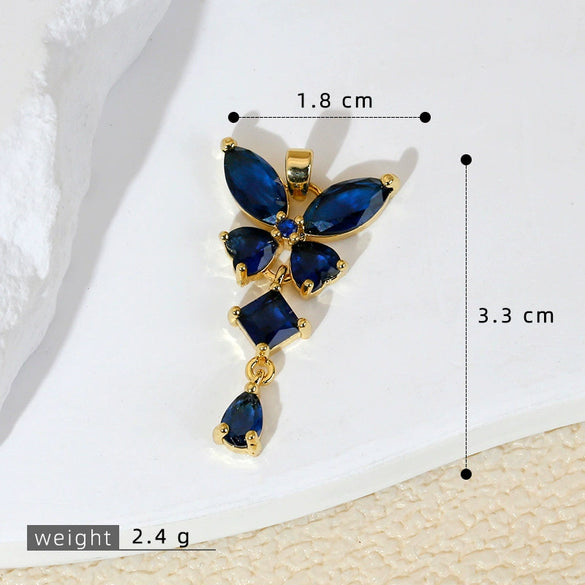 Wholesale Jewelry Copper Micropaved Cartoon Animal Zodiac Tassel Butterfly Pendant Necklace And Earrings Accessories