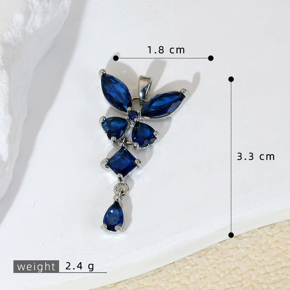 Wholesale Jewelry Copper Micropaved Cartoon Animal Zodiac Tassel Butterfly Pendant Necklace And Earrings Accessories