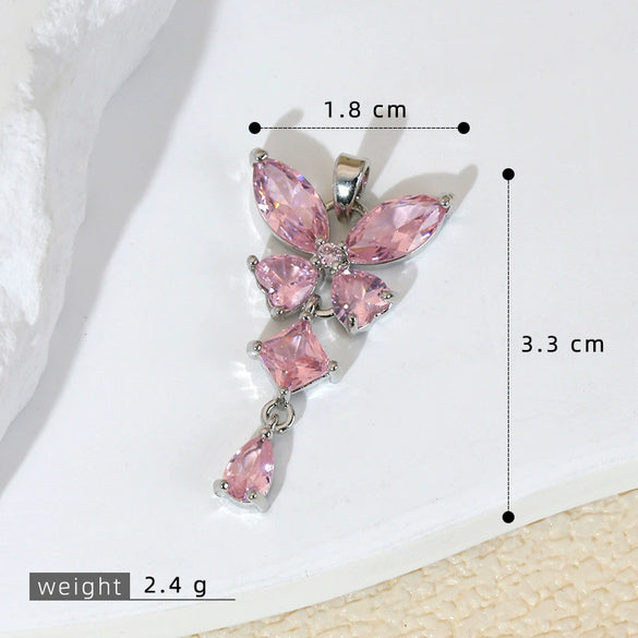 Wholesale Jewelry Copper Micropaved Cartoon Animal Zodiac Tassel Butterfly Pendant Necklace And Earrings Accessories