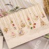 Wholesale Jewelry Copper Micropaved Zircon Rainbow Heart Clavicle Chain With Fashion Leaf Pendant Electroplated