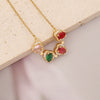 Wholesale Jewelry Copper Micropaved Zircon Rainbow Heart Clavicle Chain With Fashion Leaf Pendant Electroplated