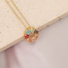 Wholesale Jewelry Copper Micropaved Zircon Rainbow Heart Clavicle Chain With Fashion Leaf Pendant Electroplated