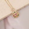 Wholesale Jewelry Copper Micropaved Zircon Rainbow Heart Clavicle Chain With Fashion Leaf Pendant Electroplated