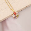 Wholesale Jewelry Copper Micropaved Zircon Rainbow Heart Clavicle Chain With Fashion Leaf Pendant Electroplated