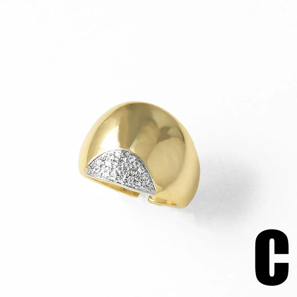 Wholesale Jewelry Copper Minimalist Flower Open Ring With Electroplating For Women