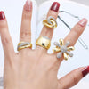 Wholesale Jewelry Copper Minimalist Flower Open Ring With Electroplating For Women
