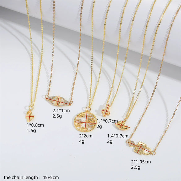 Wholesale Jewelry Copper Mixed Gemstone Inlay Geometric Lip Pendant O Chain Choker Necklace For Women
