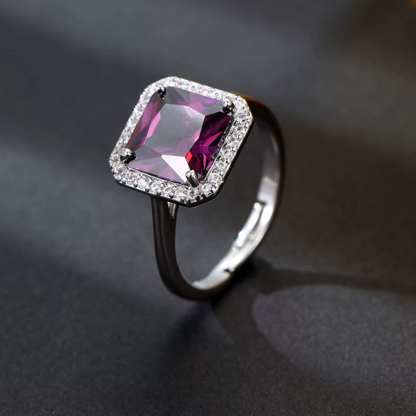 Wholesale Jewelry Copper Mixed Gemstone Setting Zircon Inlay Geometric Square Women's Highgrade Fourpiece Set